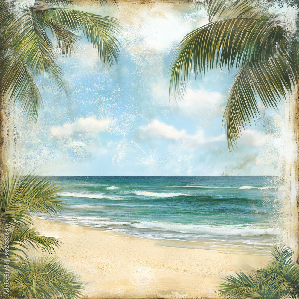 Fototapeta premium Background for scrapbooking on the theme of the sea beach