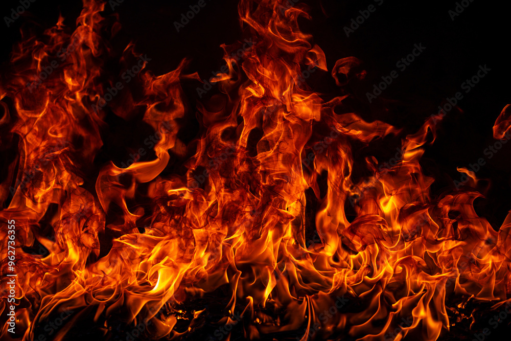 Fire blaze flames on black background. Fire burn flame isolated, abstract texture. Flaming explosion with burning effect. Fire wallpaper, abstract art pattern. Fire blaze flames on black background. Fire burn flame isolated, abstract texture. Flaming explosion with burning effect. Fire wallpaper, abstract art pattern.