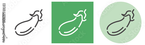 野菜・茄子｜ライン・アイコン　[線の編集可能]