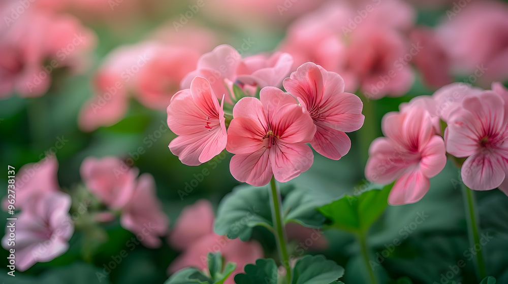 Close-Up of Pink Flowers with Green Foliage Background Close-Up of Pink Flowers with Green Foliage Background