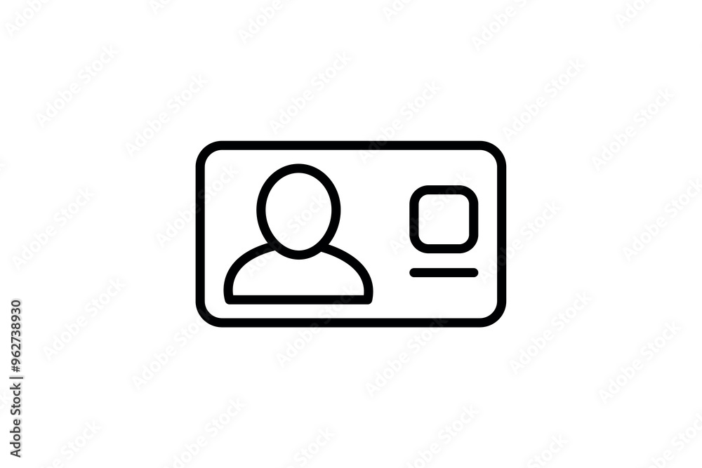 Line art id card icon representing identification and security Line art id card icon representing identification and security