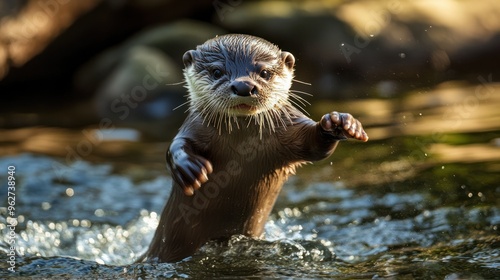 Playful Otter in the River