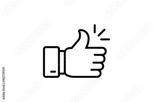 Hand showing thumbs up like sign thin line icon