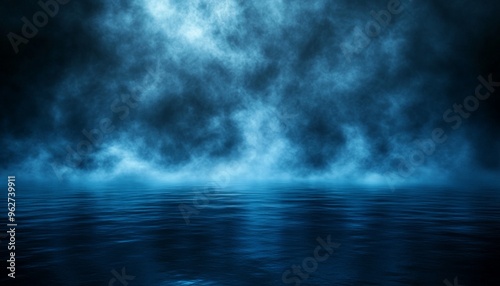 Abstract Image of Dark Blue Smoke on a Black Background Creating a Mysterious Atmosphere