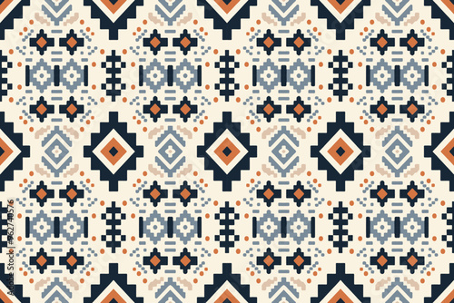 Ethnic abstract ikat art. Seamless pattern in tribal, folk embroidery, and Mexican style. Aztec geometric art ornament print.Design for carpet, wallpaper, clothing, wrapping, fabric, cover, textile