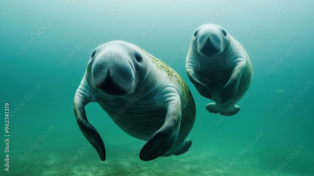 Naklejka premium Manatee Underwater.