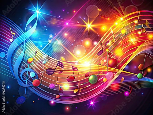 Vibrant, Abstract Background With Musical Notes And Artistic Elements, Perfect For Promoting An Unforgettable Music Event.