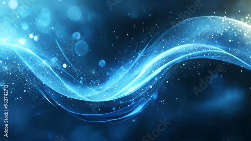 a blue abstract background with lines and dots, anamorphic bokeh, quantum wavetracing,abstract blue wave background, futuristic wavy illustration, Abstract blue background with some smooth lines in it