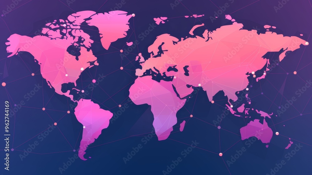 Global connectivity illustrated a world map featuring dots and lines connecting cities worldwide Global connectivity illustrated a world map featuring dots and lines connecting cities worldwide