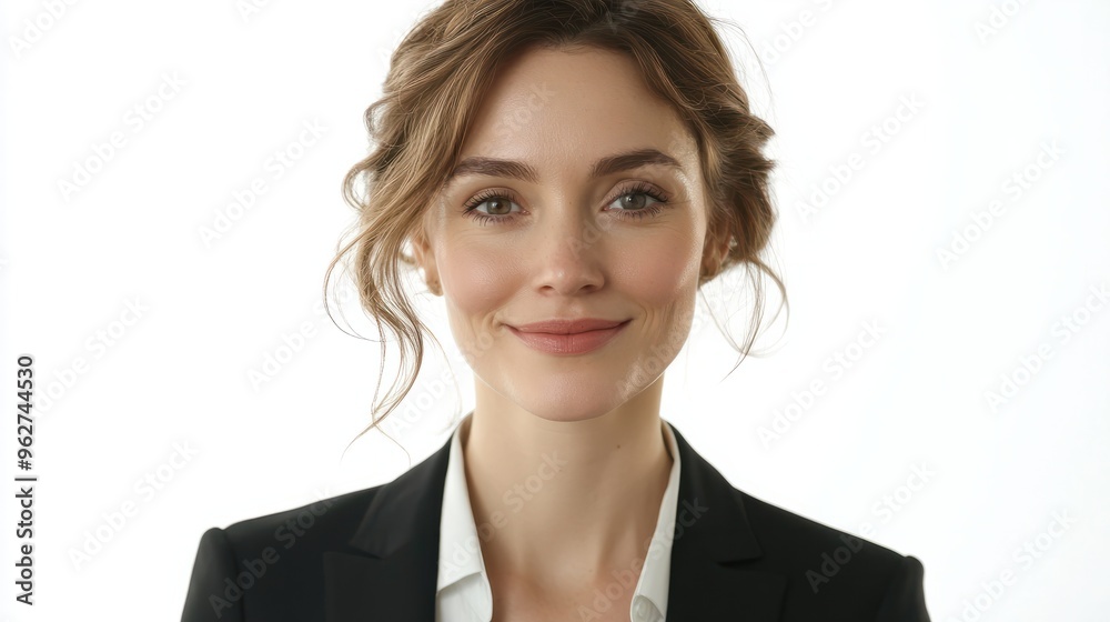 portrait of a smiling businesswoman isolated on white background portrait of a smiling businesswoman isolated on white background
