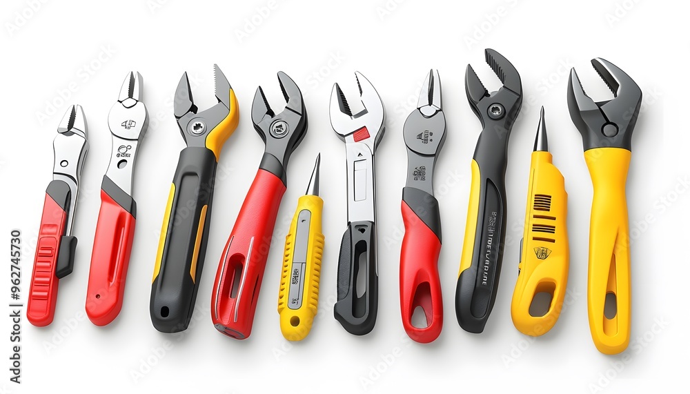 3D Render of a Set of 10 Pliers on a White Background 3D Render of a Set of 10 Pliers on a White Background