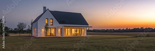 Modern House at Sunset