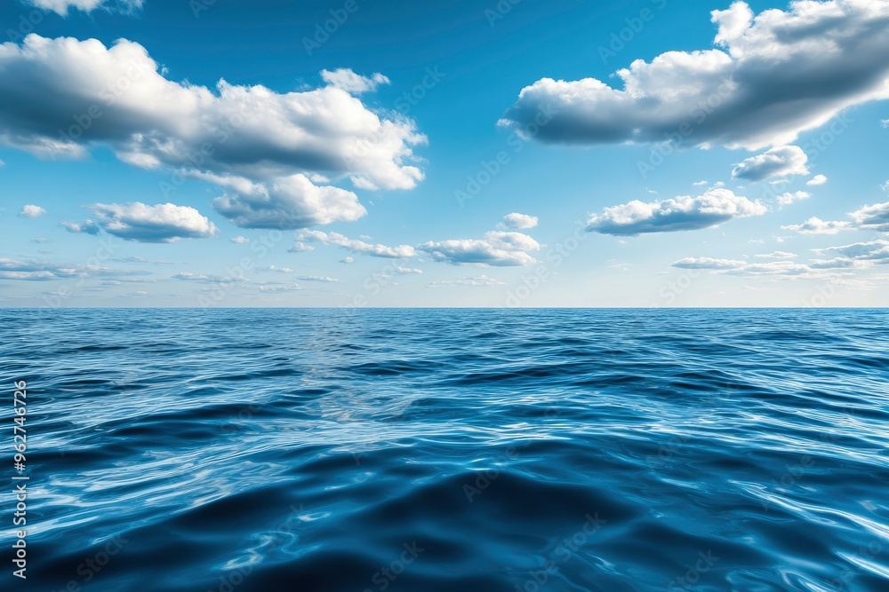 Fototapeta premium Blue Ocean, Water Surface and Blue Sky, ai
