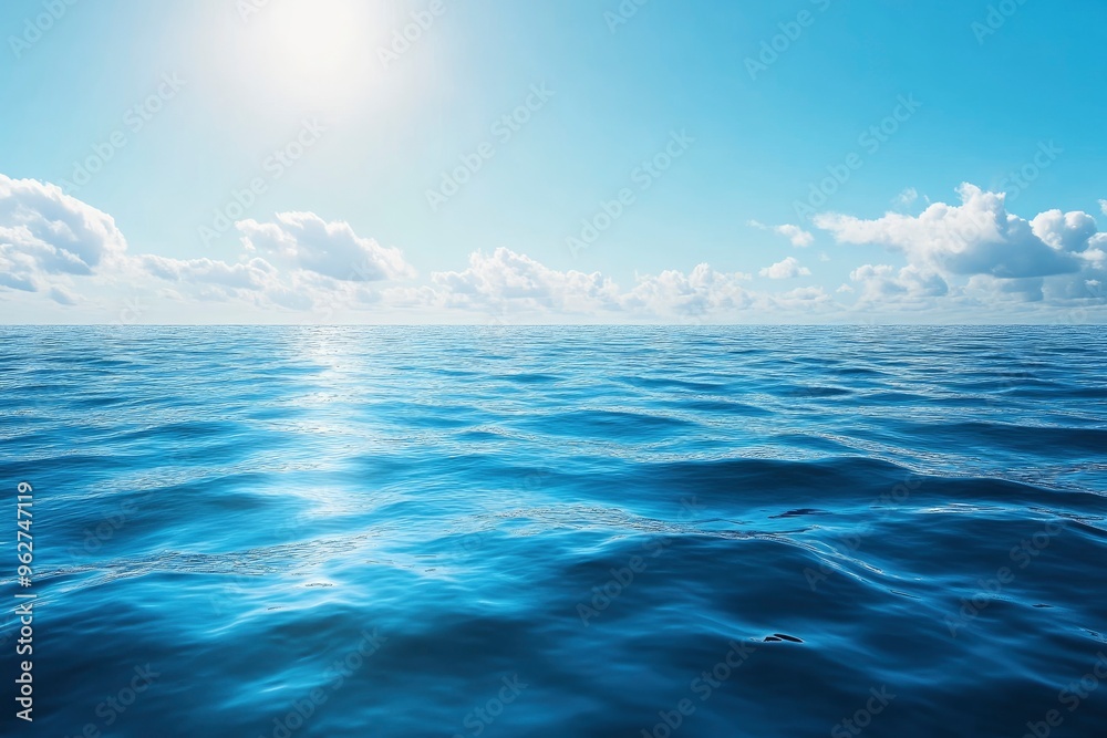 Blue Ocean, Water Surface and Blue Sky, ai Blue Ocean, Water Surface and Blue Sky, ai