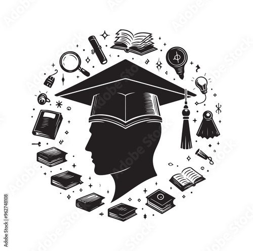 graduation Cap silhouette vector illustration