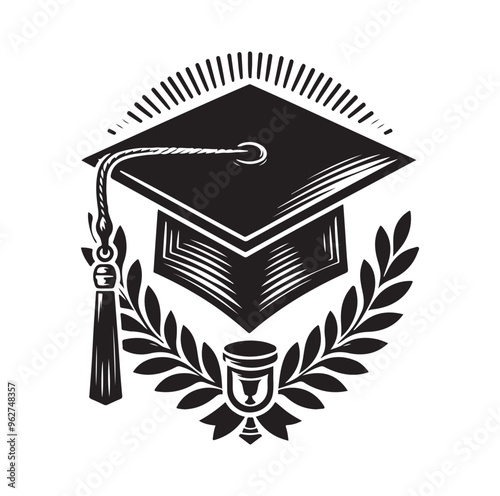 graduation Cap silhouette vector illustration