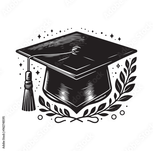 graduation Cap silhouette vector illustration