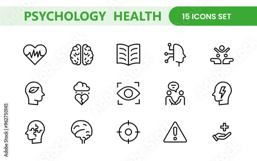 Mental Health and Psychology Icons: A Complete Collection for Therapy Sessions, Counseling, Emotional Well-being, Support Services, and Wellness Programs