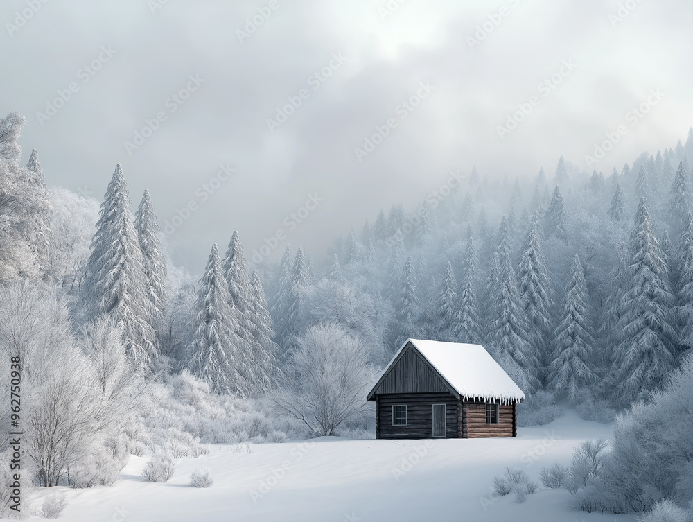 A high quality snowy landscape of a peaceful countryside with rolling hills, white snow A high quality snowy landscape of a peaceful countryside with rolling hills, white snow