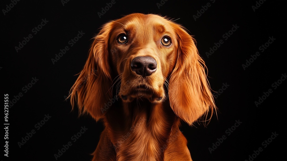 A red setter dog portrait, dark background. AI Generated A red setter dog portrait, dark background. AI Generated