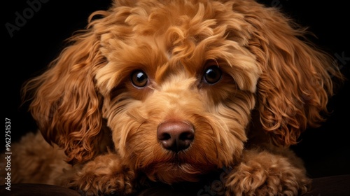 Adorable poodle puppy poses cutely in a professional studio setting with soft lighting