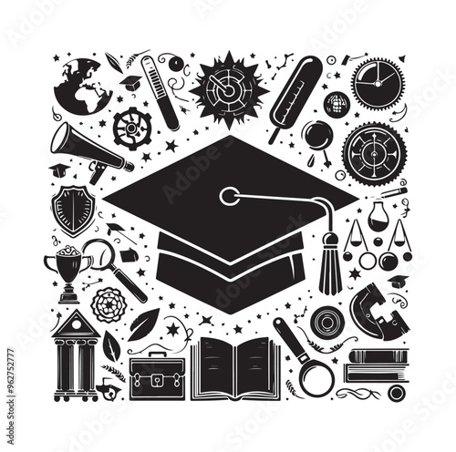 graduation Cap silhouette vector illustration