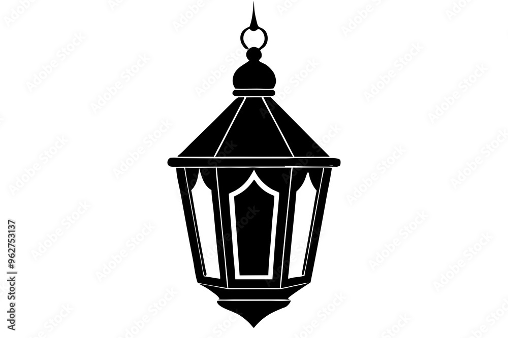 Fototapeta premiumIslamic lantern light vector silhouette, Ramadan Islamic lanterns vector illustration