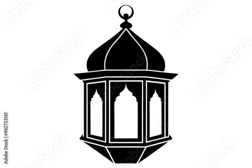 Islamic lantern light vector silhouette, Ramadan Islamic lanterns vector illustration