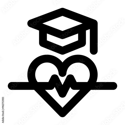 healthcare, medical, cardiologist, heart specialist, education, university, medical degree outline icon