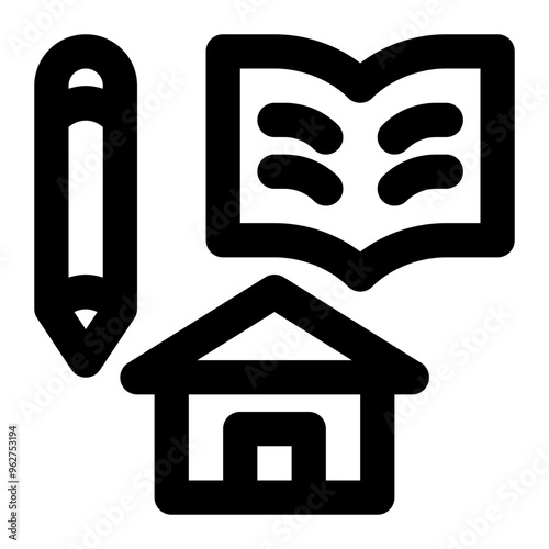 homeschooling, home education, home school, private, education, learning outline icon