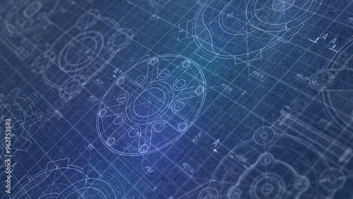 Technology banner.Mechanical Engineering background .Technical drawing .