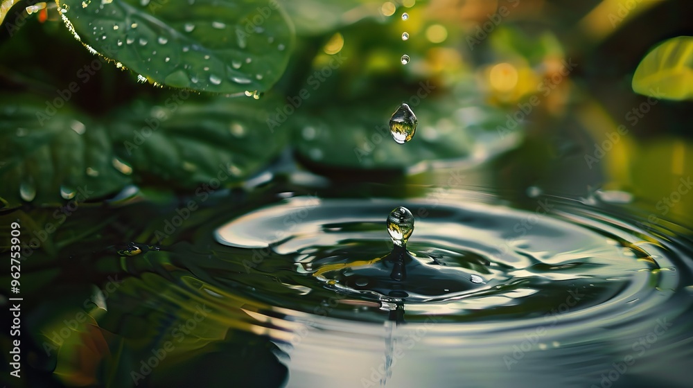 Water Drop Ripples in Pond Water Drop Ripples in Pond