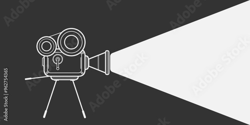 Retro movie camera. Film shooting.Vector illustration.