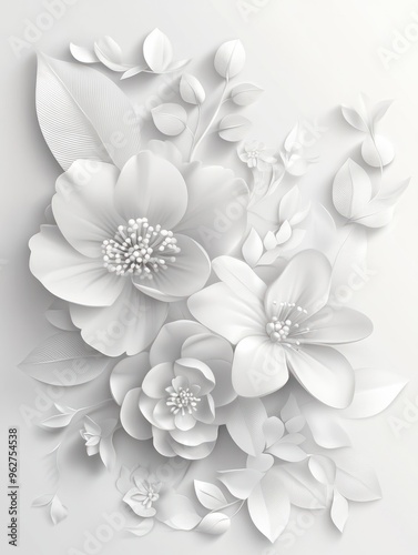 white paper with floral decoration. background for greeting cards