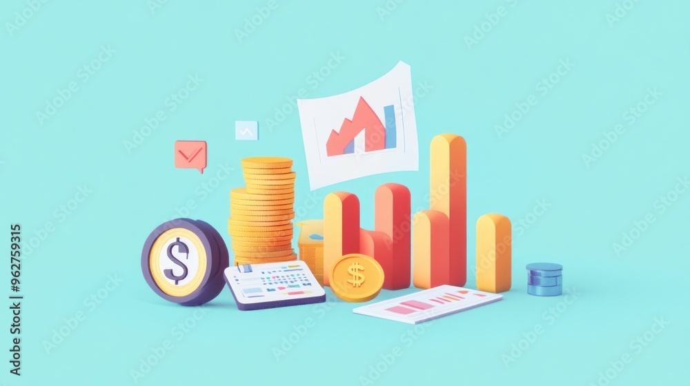 Obraz premium 3D Illustration of Financial Growth and Success