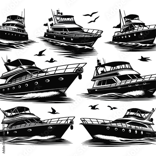 Charter Boat Silhouettes set