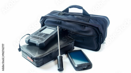 Security Wands: Handheld devices for scanning luggage for prohibited items isolated on white background