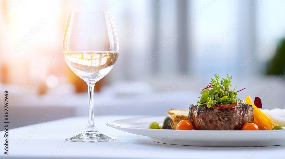 restaurant dinner scene featuring fine dining and chef's unique specialties. restaurant dinner scene featuring fine dining and chef's unique specialties.