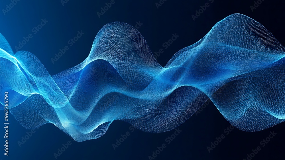 Fototapeta premium Waves of the equalizer on blue background. Generative Ai