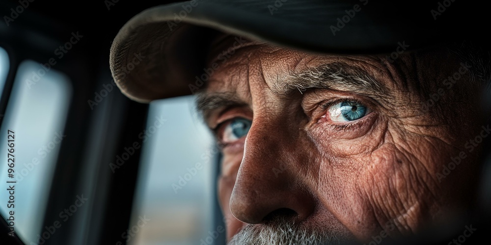 Close up of a man's eye and wrinkled face. Close up of a man's eye and wrinkled face.