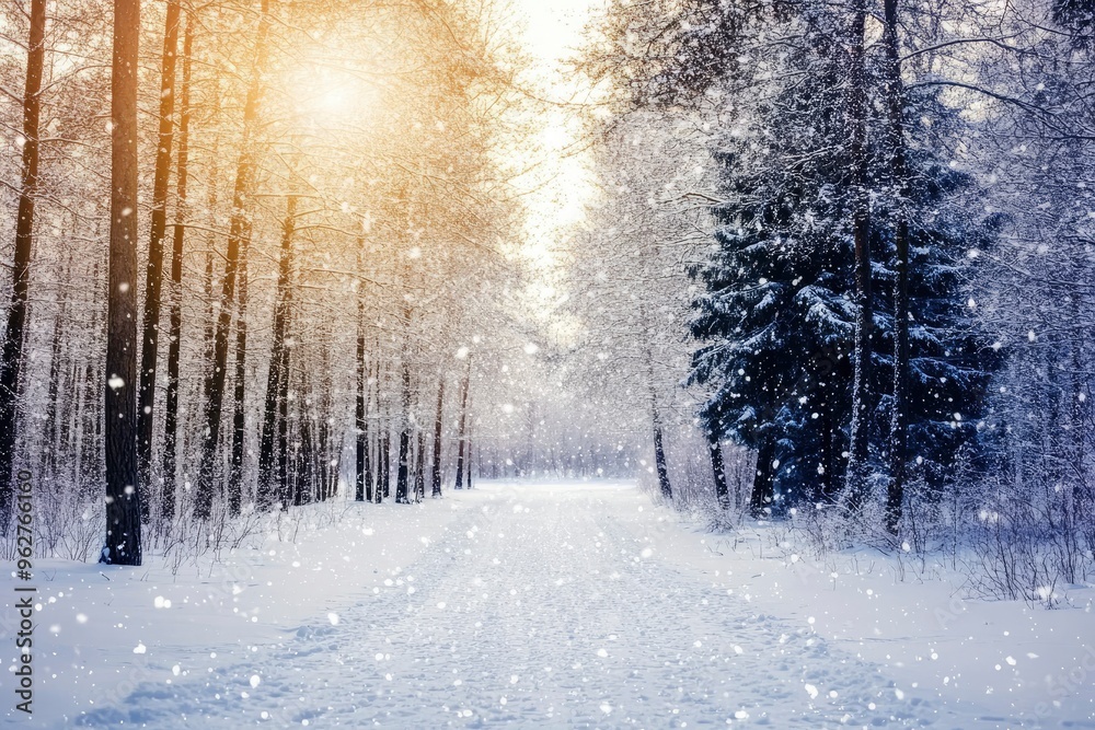 Winter background. Landscapes. Frozen winter forest with snow covered trees. outdoor with generative ai Winter background. Landscapes. Frozen winter forest with snow covered trees. outdoor with generative ai