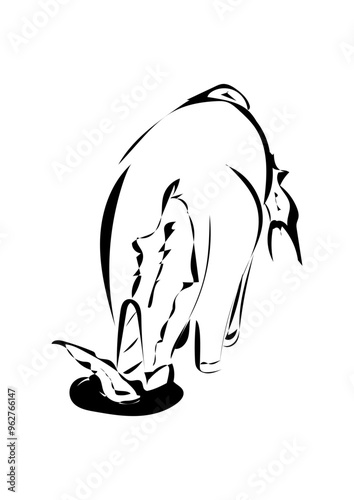 Einhorn mit dem Kopf im Loch