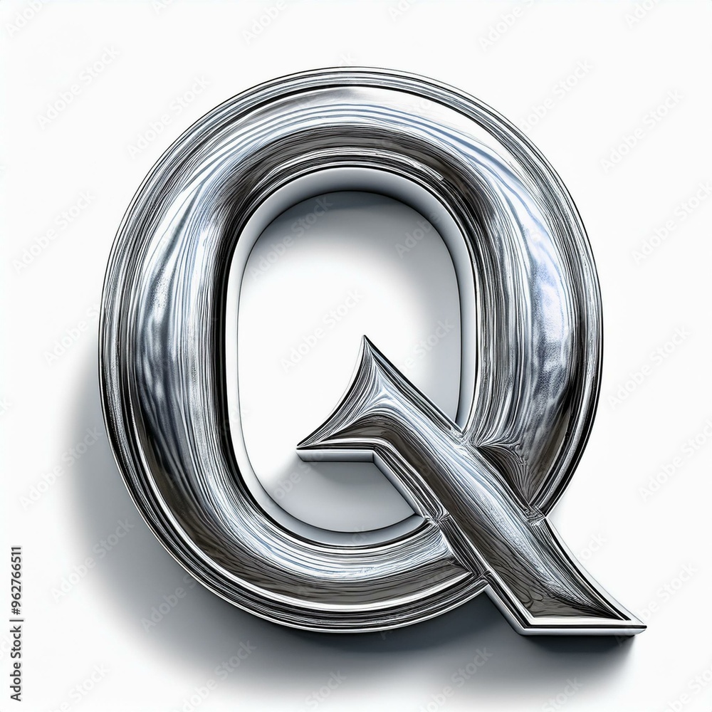Shiny silver 3d form of letter Q isolated on a white background Shiny silver 3d form of letter Q isolated on a white background