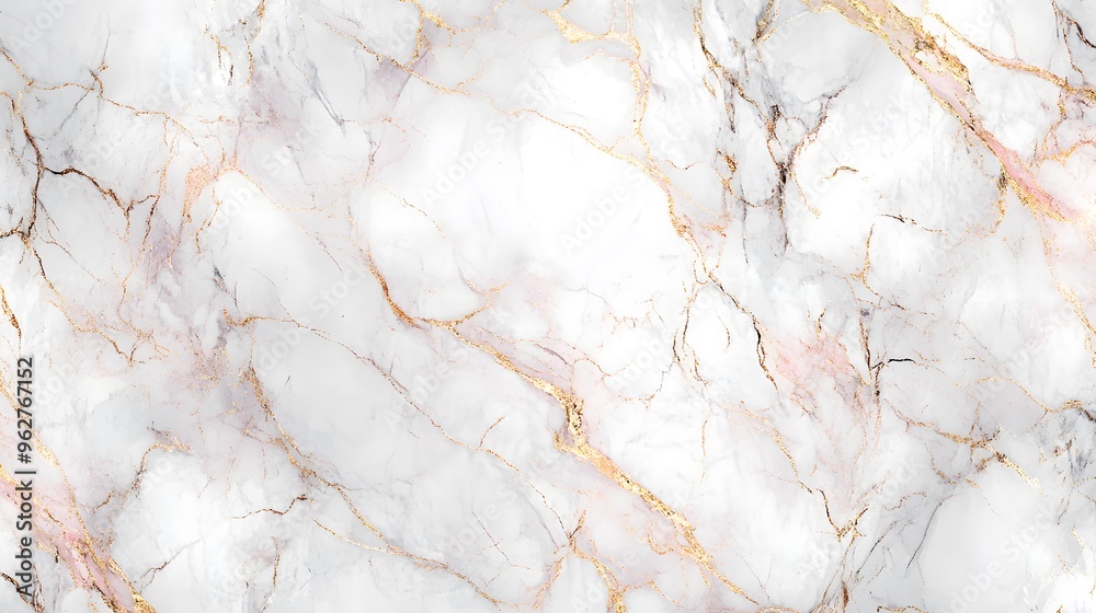 Marble texture, white background with pink and gold lines Marble texture, white background with pink and gold lines