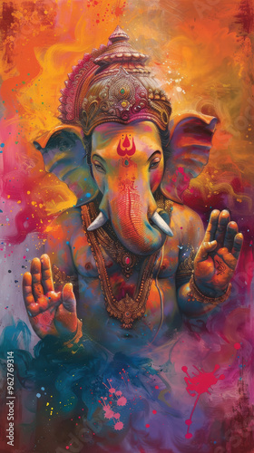beautiful large painting of lord ganesha