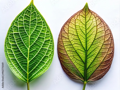 A Photograph Of Two Leaves, One From A Monocot Species And One From A Dicot Species, Showing The photo