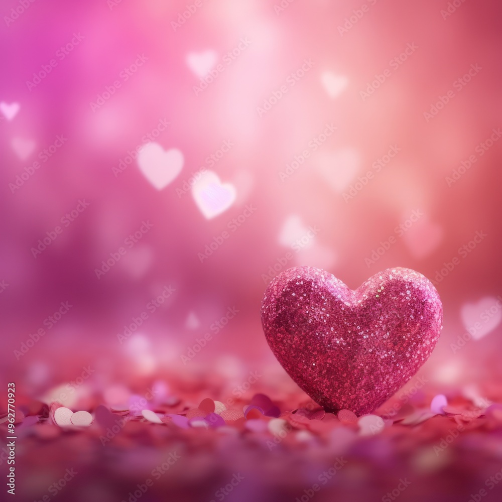 Sparkling Pink Heart on a Bed of Confetti Sparkling Pink Heart on a Bed of Confetti