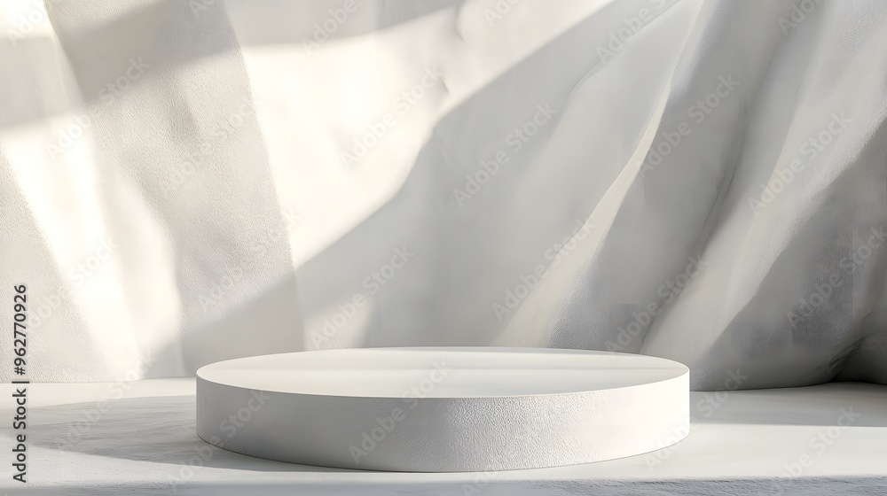 Positioned in the middle of a light abstract backdrop, the smooth white podium is complemented by soft shadows for a refined and minimal product presentation. Positioned in the middle of a light abstract backdrop, the smooth white podium is complemented by soft shadows for a refined and minimal product presentation.