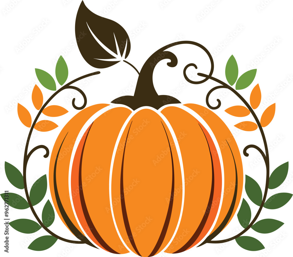 Pumpkin and Leaf Silhouette Vector illustration Design Pumpkin and Leaf Silhouette Vector illustration Design