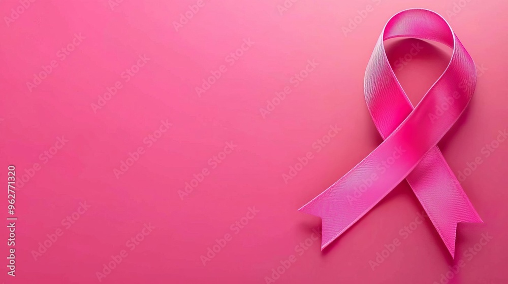 A pink ribbon symbolizing breast cancer awareness against a soft pink background, representing hope and support. A pink ribbon symbolizing breast cancer awareness against a soft pink background, representing hope and support.